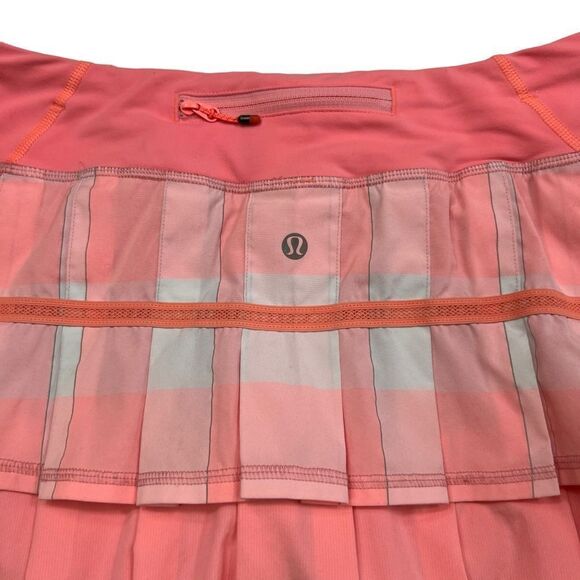 Lululemon Run Pace Setter Skirt Gros Gingham Bleached Coral Size 4 - Picture 4 of 7